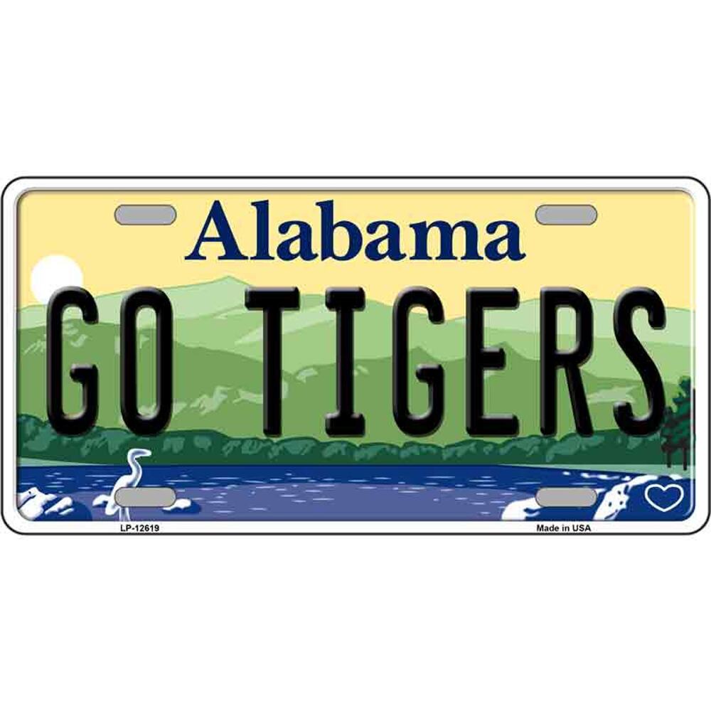 NCAA Go Tigers License Plate Tag Metal Auburn Blue Sign Retro SEC Bar New